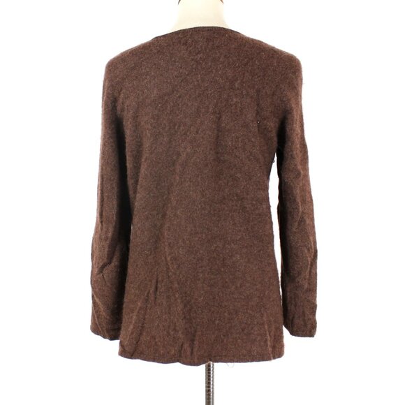 J. McLaughlin Cashmere Brown Crewneck Long Sleeve Pocket Sweater L Pullover - Picture 5 of 7